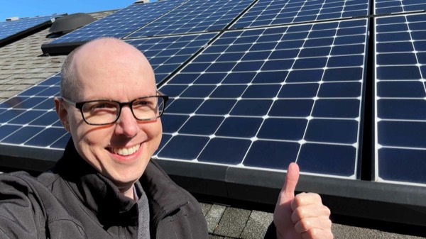 Matt Ferrell with rooftop solar panels