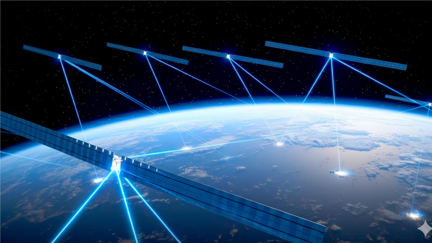 Satellites beaming laser energy to the earth