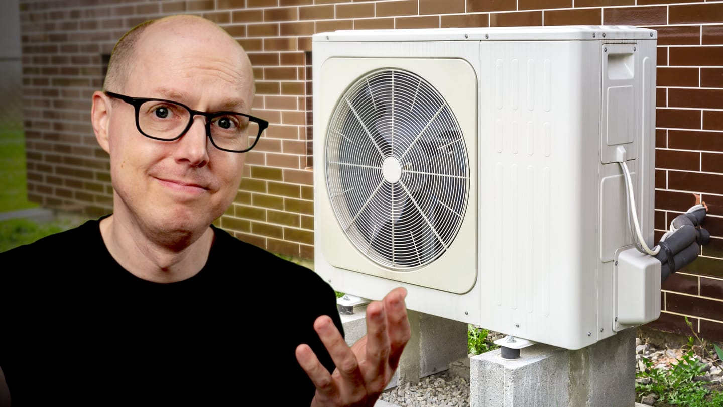 Matt Ferrell in front of an outside heat pump