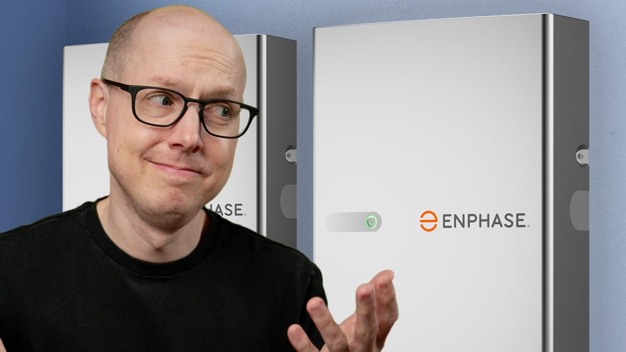 Matt Ferrell pulling a thinking face at an Enphase Battery