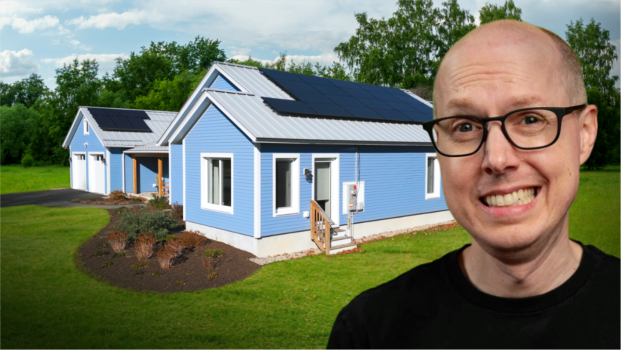 Matt Ferrell in front of his Net-zero home 1 year later