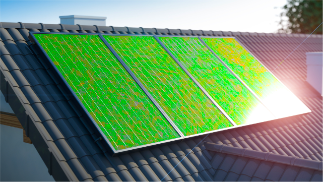 A generated image of a roof with algae solar panels
