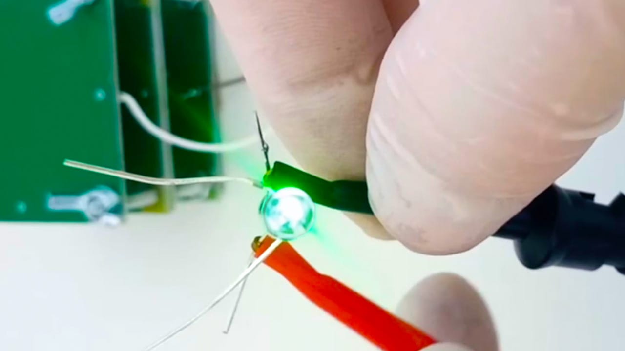 Small battery being tested